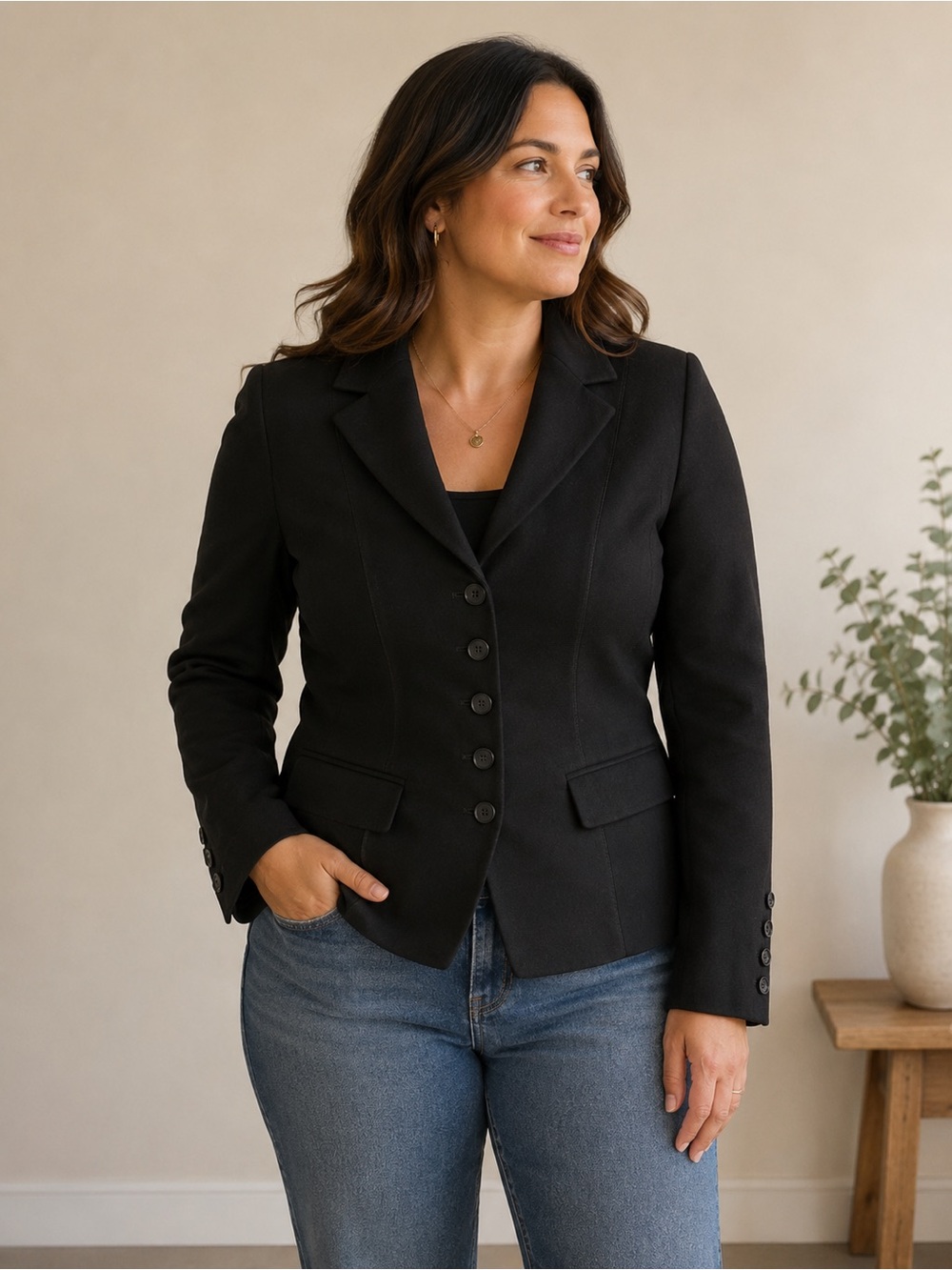 Tailored Black Women's Blazer - Sophisticated Single-Breasted Jacket